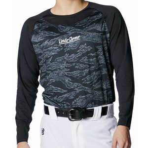 アンダーアーマー メンズ UAヒートギア コンフォート フィッティド カモ ロングスリーブ クルーネック シャツ Black/White LG 【返品交換不可】 6001309_25FW