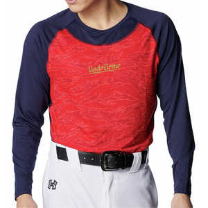 アンダーアーマー メンズ ヒートギア フィッティド カモ ロングスリーブ クルーネックシャツ Red/Midnight Navy/Gold SM 【返品交換不可】 6001309_25FW