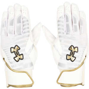 アンダーアーマー メンズ UAクリーンアップ プロ バッティンググローブ White/Silver/Metallic Gold SM 6001312_25FW アンダーアーマー メンズ UAクリーンアップ プロ バッティンググローブ White/Silver/Metallic Gold SM 6001312_25FW
