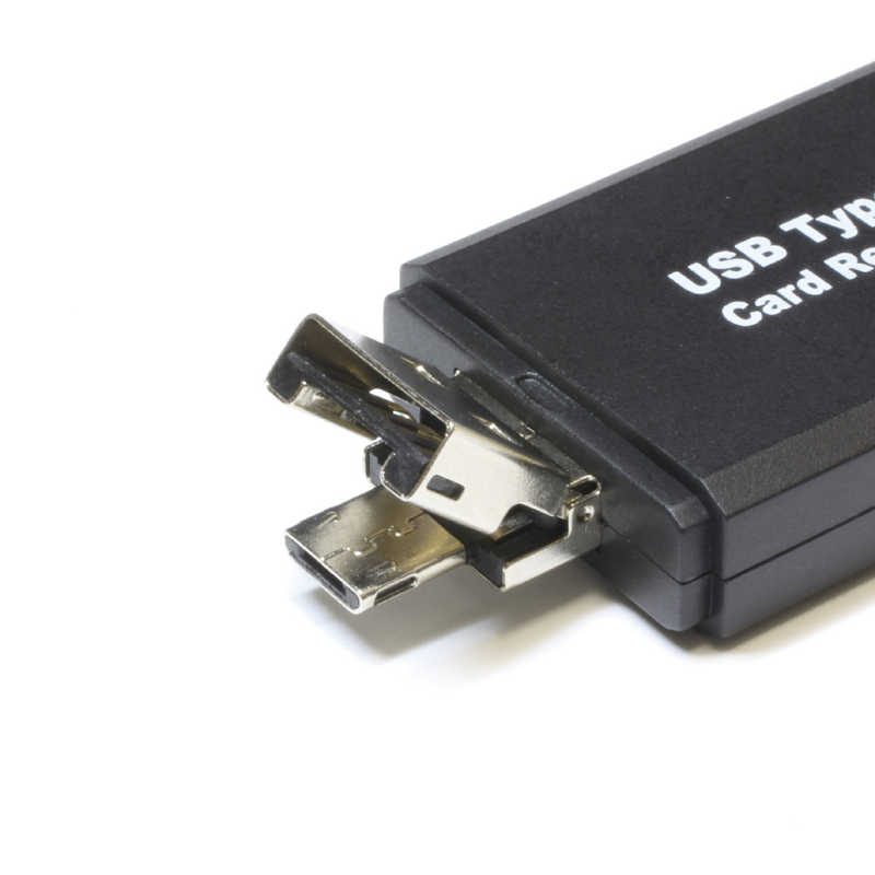 ハマケンワークス ハマケンワークス カードリーダー USB2.0/microUSB+Type-C対応 HWC-201BK HWC-201BK