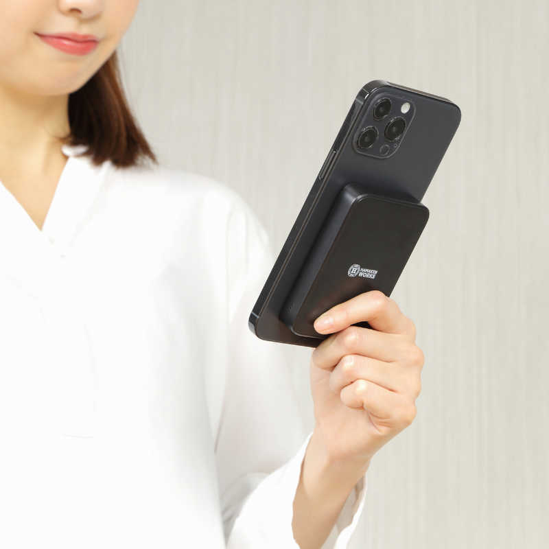 ハマケンワークス ハマケンワークス マグネット対応 ワイヤレスモバイルバッテリー ホワイト [5000mAh /USB Power Delivery・Quick Charge対応 /2ポート /充電タイプ] HWB-5000WH3 HWB-5000WH3