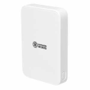 ハマケンワークス マグネット対応 ワイヤレスモバイルバッテリー ホワイト [5000mAh /USB Power Delivery・Quick Charge対応 /2ポート /充電タイプ] HWB-5000WH3