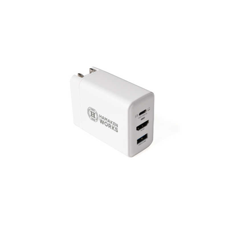 ハマケンワークス ハマケンワークス HDMI出力対応 65W 3in1 PD充電器(白) ［3ポート /USB Power Delivery対応 /Smart IC対応 /GaN(窒化ガリウム) 採用］ HWUA-P65CH-W HWUA-P65CH-W