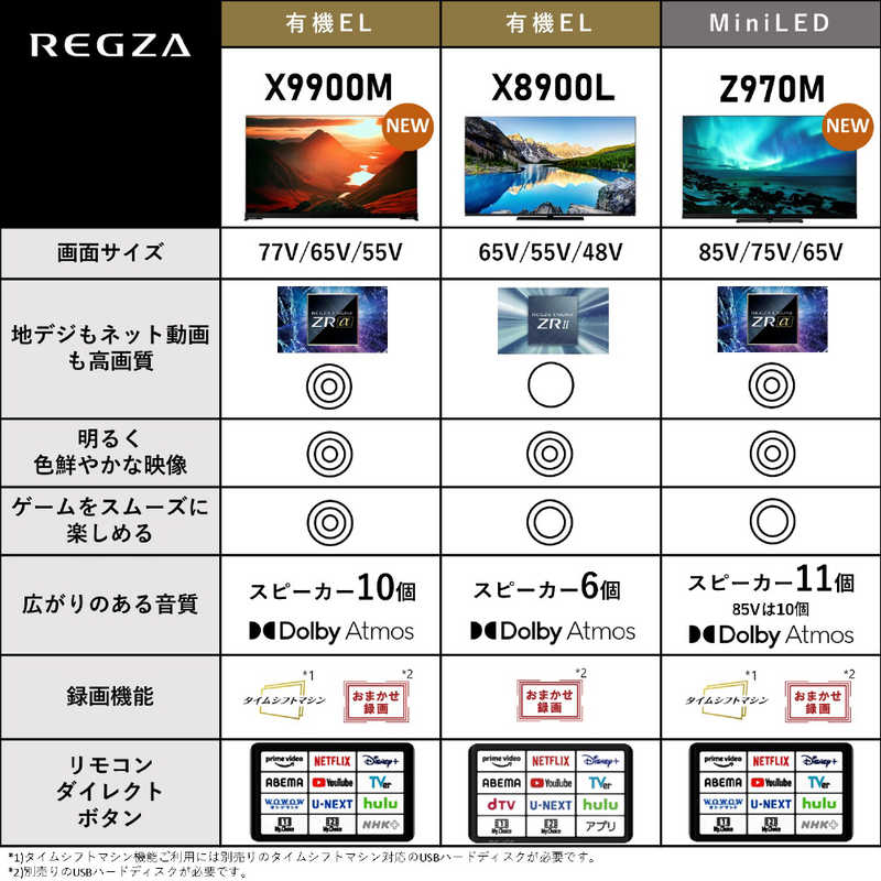 TVS REGZA TVS REGZA 有機ELテレビ 65V型 4Kチューナー内蔵 65X9900M 65X9900M