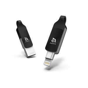ADAMELEMENTS USBメモリ iKlips DUO+ ブラック [64GB/USB3.1/USB TypeA+Lightning/回転式] ブラック ADRAD64GKLDPRXJ