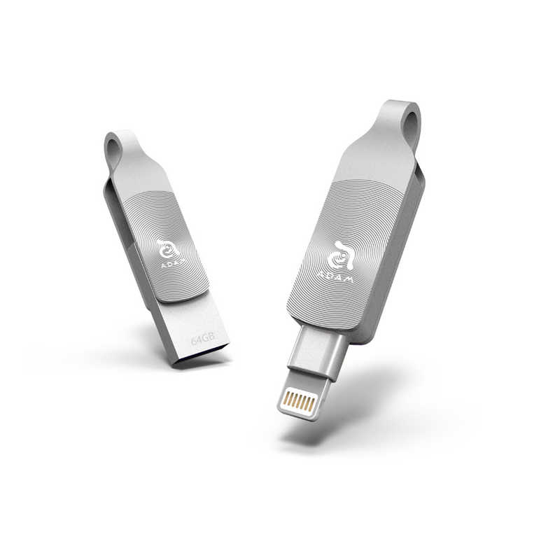 ADAMELEMENTS ADAMELEMENTS USBメモリ iKlips DUO+ シルバー [64GB/USB3.1/USB TypeA+Lightning/回転式] ADRAD64GKLDPSLJ ADRAD64GKLDPSLJ