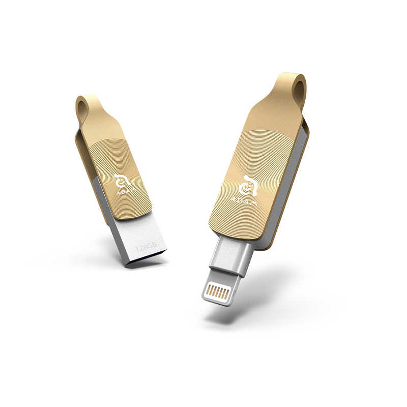 ADAMELEMENTS USBメモリ iKlips DUO+ ゴールド 128GB TypeA+Lightning USB3.1 回転式 品揃え豊富で ADRAD128GKLDPGAJ 【SALE／56%OFF】 USB