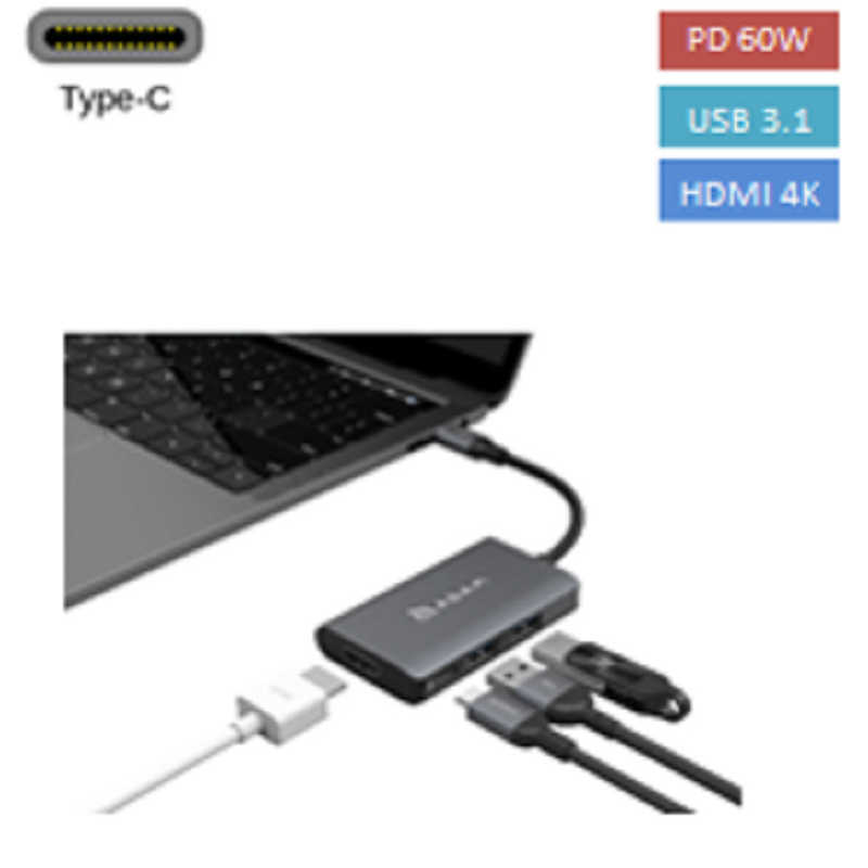 ADAMELEMENTS ADAMELEMENTS 映像変換アダプタ [USB-C オス→メス HDMI /USB-Ax2+USB-Cメス給電 /USB Power Delivery対応 /60W] 4K対応(Mac/Win) CASA グレー AAPADHUBA01MGYJ AAPADHUBA01MGYJ