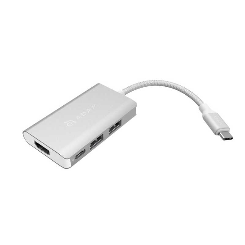 ADAMELEMENTS ADAMELEMENTS 映像変換アダプタ [USB-C オス→メス HDMI /USB-Ax2+USB-Cメス給電 /USB Power Delivery対応 /60W] 4K対応(Mac/Win) CASA シルバー AAPADHUBA01MSLJ AAPADHUBA01MSLJ