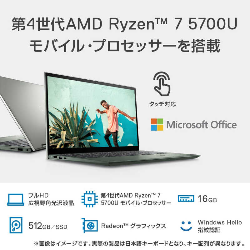 DELL　デル DELL　デル ノートパソコン Inspiron 14 7415 2-in-1 ペブルグリーン [14.0型 /AMD Ryzen 7 /メモリ：16GB /SSD：512GB /2021秋冬モデル] MI784CPBWHBC MI784CPBWHBC