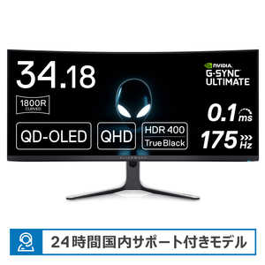 DELL　デル PCモニター Dell 34.18インチ 曲面QD-有機ELゲーミング モニター ルナライト [34.1型 /UWQHD(3440×1440) /ワイド /曲面型] AW3423DW-R