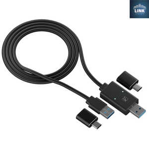 AREA リンクケーブル USB3.2Gen1対応 95cm ［USB-A→USB-C変換コネクタ2個付属］ ［Type-Aオス］ ブラック SD-U3DLINK-C
