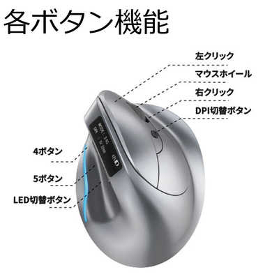 AREA LED搭載エルゴノミクスマウス ErgoVerMouse ［光学式 / 有線/無線