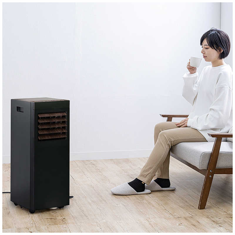 QUADS QUADS クワッズ スポットクーラー オートルーバー付 ポータブルエアコン (工事不要・移動式) 排気ダクト・窓パネル付属 MOKUME ブラックウッド QS619BW QS619BW