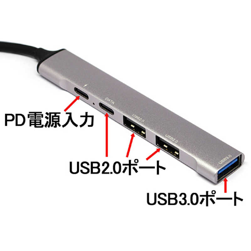 ルートアール ルートアール USB-C → USB-C+USB-A 変換ホストハブ グレー [バスパワー /4ポート /USB3.0対応 /USB Power Delivery対応] RUH-OTGTPU4 RUH-OTGTPU4