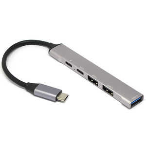 ルートアール USB-C → USB-C+USB-A 変換ホストハブ グレー [バスパワー /4ポート /USB3.0対応 /USB Power Delivery対応] RUH-OTGTPU4