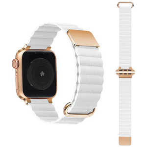 GAACAL Apple Watch Series 3/4/5/6/7/8/SE1/SE2/Ultra 42/44/45/49mm マグネット式PUレザーバンド GAACA ホワイト×ローズゴールド W00186WRB
