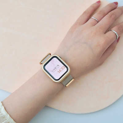GAACAL APPLE WATCH 4-6/SE1-2/44MM メタリックスワロフスキーフレーム  