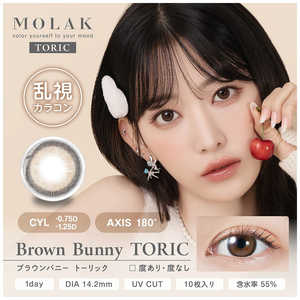 Pia (度あり/-3.50) モラク トーリック ブラウンバニー (BC8.6 /CYL-1.25 /AX180 /DIA14.2) 10枚入 カラコン 