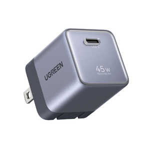 UGREEN Nexode Air �}���[�d�� 45W 1�|�[�g �m1�|�[�g / Quick Charge�Ή� / GaN(�����K���E��) �̗p�n �X�y�[�X�O���[ 95536