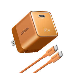 UGREEN Nexode Air �}���[�d�� 65W 1�|�[�g USB-C�P�[�u���t�� �mQuick Charge�Ή� / 1�|�[�g / GaN(�����K���E��) �̗p�n �R�Y�~�b�N�I�����W 35478