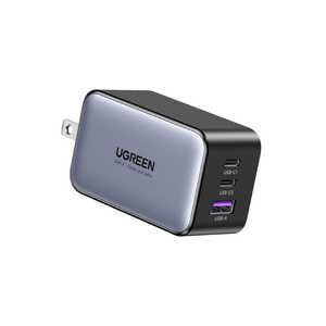 UGREEN Nexode 65W GaN �}���[�d�� �m3�|�[�g / Quick Charge�Ή� / GaN(�����K���E��) �̗p�n �u���b�N 10334