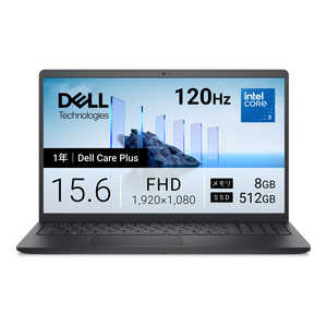 DELL �f�� �m�[�g�p�\�R�� Dell 15 DC15250 [ 15.6�^ / Win11 Home / Core 3 / ������8GB / SSD512GB ] �J�[�{���u���b�N ND25-GWBC