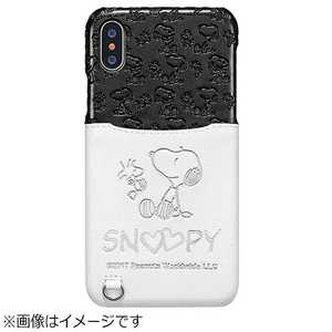 東栄 iPhone X用 スヌーピー ポケットケース ホワイト/ブラック TOEI576
