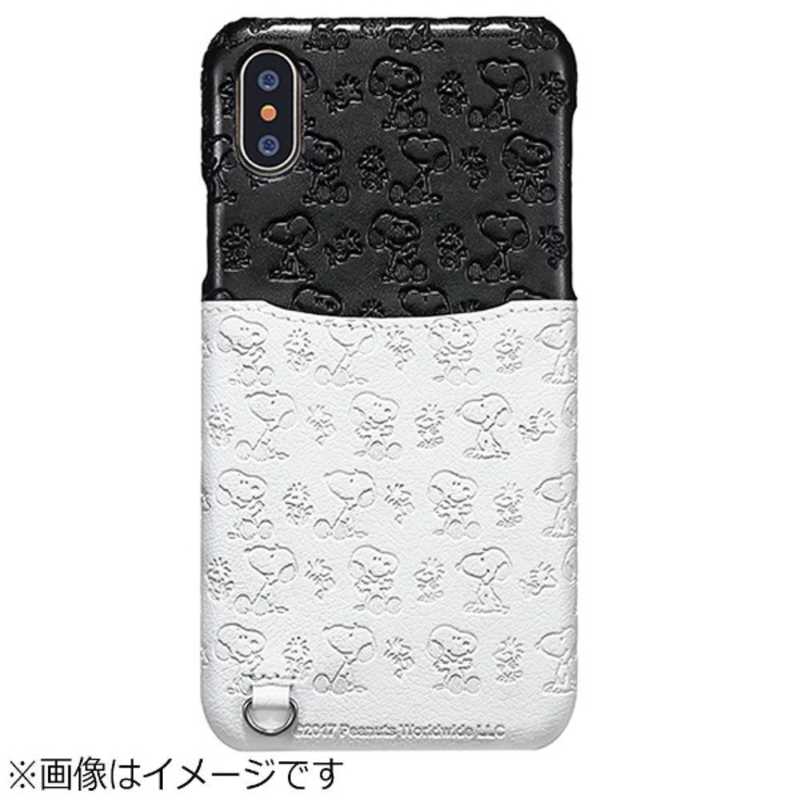 東栄 東栄 iPhone X用 スヌーピー ポケットケース 総柄 ホワイト/ブラック TOEI578 TOEI578