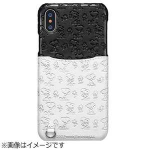 東栄 iPhone X用 スヌーピー ポケットケース 総柄 ホワイト/ブラック TOEI578