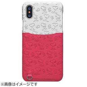 東栄 iPhone X用 スヌーピー ポケットケース 総柄 ホワイト/ピンク TOEI579