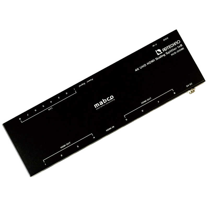 エーディテクノ エーディテクノ スケーリング機能搭載 業務用薄型HDMI 2.0a 8分配器 HUS-0108E HUS-0108E