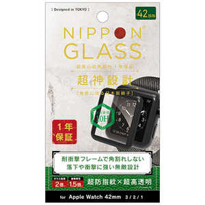 NIPPONGLASS AppleWatch 42mm 超神設計 2倍強化 超透明 ブラック TY-AW2042-G3F-GNCCBK