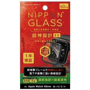 NIPPONGLASS AppleWatch 40mm 超神設計EX 8倍強化 超透明 ブラック TY-AW2040-G3F-DXCCBK