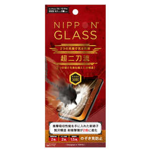 NIPPONGLASS iPhone 14/13/13 Pro ［NIPPON GLASS］ 超二刀流 2倍強化 のぞき見防止 光沢 TY-IP22M2-GL-SKGNLPC