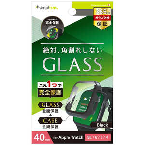 トリニティ Apple Watch 40mm / SE / 6 / 5 / 4 高透明 ガラス一体型PCケース ブラック TR-AW2240-GLPC-CCBK