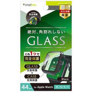 トリニティ Apple Watch 44mm / SE / 6 / 5 / 4 高透明 ガラス一体型PCケース ブラック TR-AW2244-GLPC-CCBK