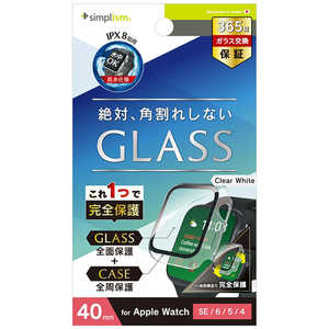 トリニティ Apple Watch 40mm / SE / 6 / 5 / 4 高透明 ガラス一体型防水PCケース クリアホワイト TR-AW2240-GLPCR-CCCW