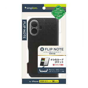 ȥ˥ƥ iPhone 16(6.1) FlipNote Ѿ׷եåץΡȥ ܥ֥å TR-IP24M2-FN-CBBK