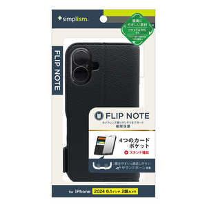 ȥ˥ƥ iPhone 16(6.1)FlipNote Ѿ׷եåץΡȥ ֥å TR-IP24M2-FN-SHBK