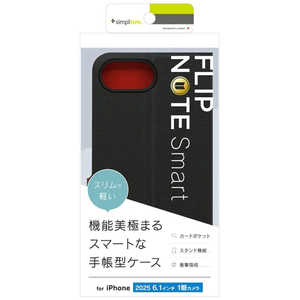 gjeB iPhone 16e mSmart FlipNoten ^X}[gtbvm[gP[X ubN TR-IP25S-FNS-LBK