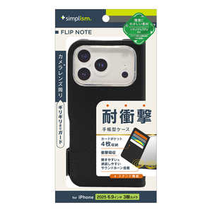 gjeB iPhone17 Pro Max mFlipNoten ϏՌtbvm[gP[X TR-IP25L3-FN-SHBK