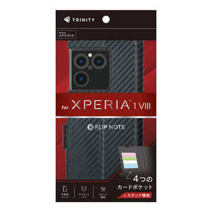 �g���j�e�B Xperia 1 VIII �mFlipNote�n �ϏՌ��t���b�v�m�[�g�P�[�X �J�[�{���u���b�N×���b�h TR-XP263-FN-CBBKRD