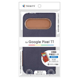 トリニティ Google Pixel 10後継 ［FlipNote］ 耐衝撃フリップノートケース ネイビー×ブラウン TR-PX2611-FN-SHNVBR