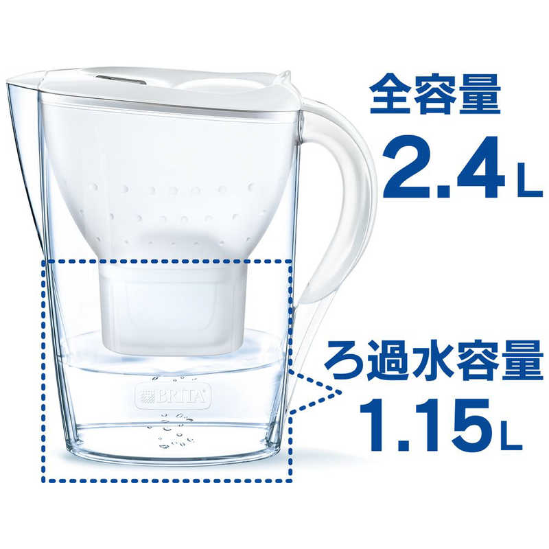 ブリタ ブリタ ポット型浄水器 マレーラ ろ過水容量：1.15L（全容量：2.4L）マクストラプラスカートリッジ ピュアパフォーマンス1個付【日本正規品】 KBMLCW1Q KBMLCW1Q