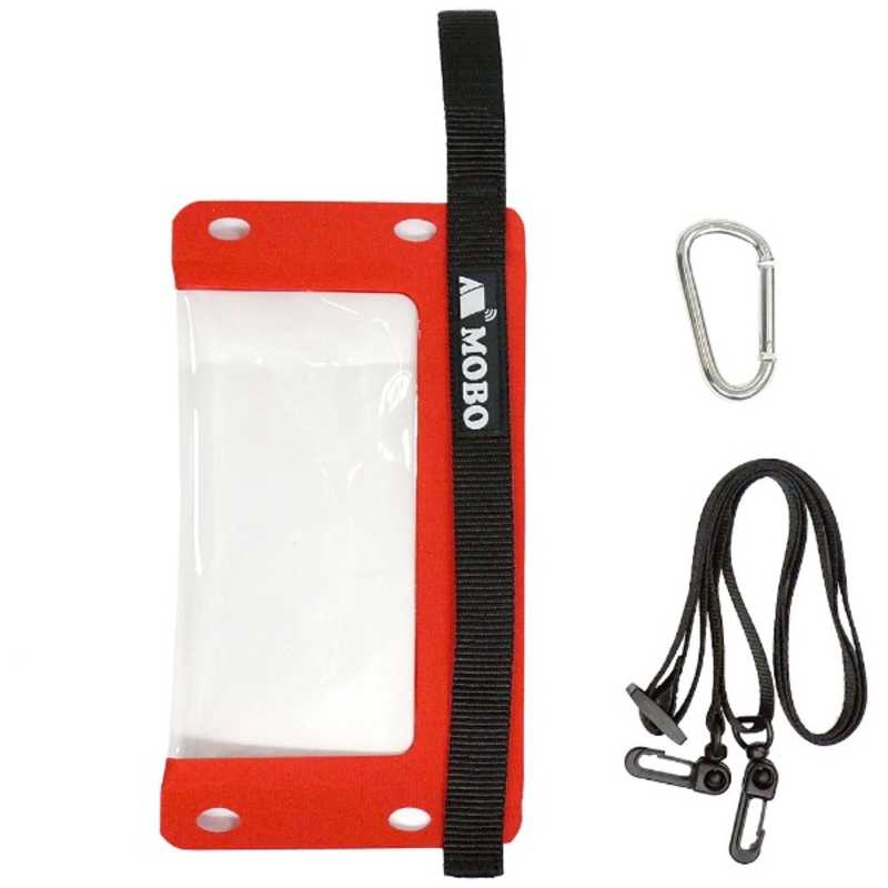 MOBO MOBO スマートフォン用防水バッグ[5.5インチまで対応] ハンドストラップ/ネックストラップ/カラビナ付 AM-BMB-RD01 レッド Water Sports Mobile Bag AM-BMB-RD01 レッド Water Sports Mobile Bag