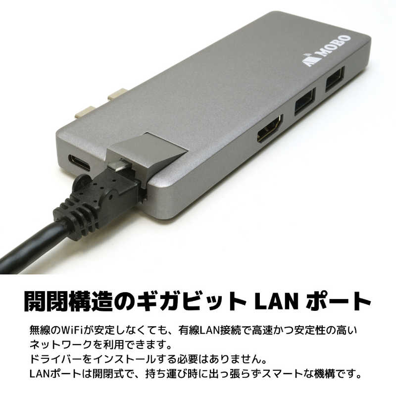 MOBO MOBO MOBO MacBook Air / Pro Dual Type-C Dock LAN Thunderbolt3 HDMI AM-TC2D02SG スペｰスグレｰ MOBO AM-TC2D02SG スペｰスグレｰ MOBO