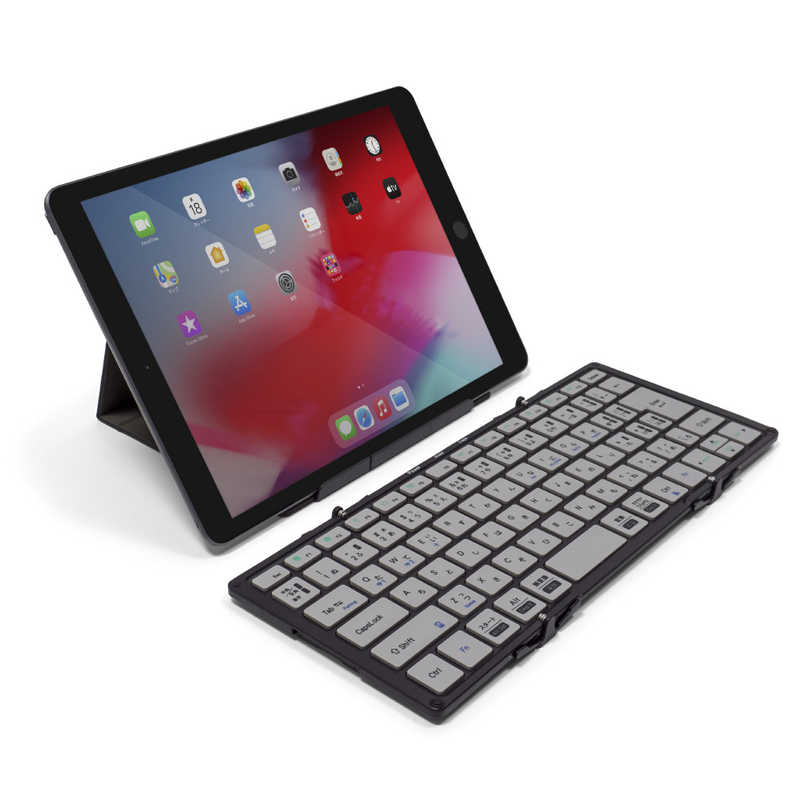 MOBO MOBO 折りたたみキーボード (iOS/iPadOS/mac/Win) ブラック/グレー [有線･ワイヤレス /Bluetooth･USB] AMK2TF83JBKG AMK2TF83JBKG