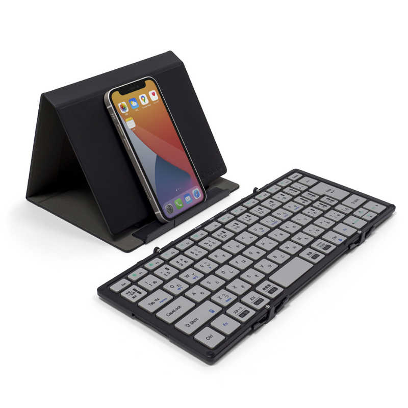 MOBO MOBO 折りたたみキーボード (iOS/iPadOS/mac/Win) ブラック/グレー [有線･ワイヤレス /Bluetooth･USB] AMK2TF83JBKG AMK2TF83JBKG