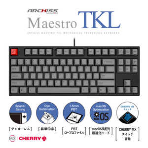 ARCHISS アーキス Maestro TKL(CHERRY MX 青軸・Windows11  macOS対応) メカニカル テンキーレス 英語配列 87キー [有線 USB] ASKBM87CGB